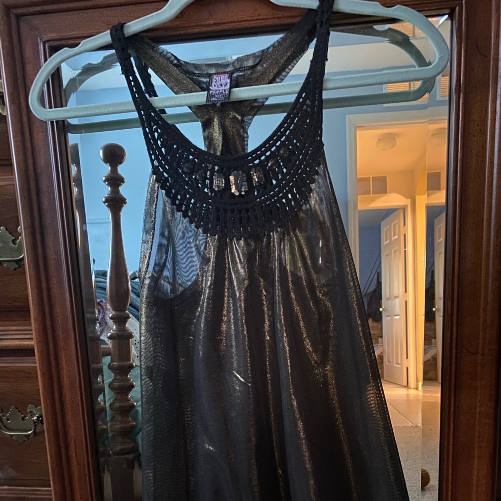 Free People Sheer Crochet Neck Halter